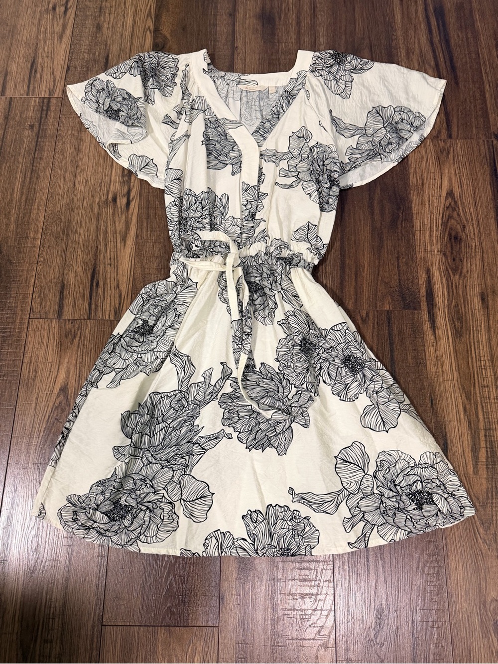 Weekenders Cream Dress with Black Floral Print